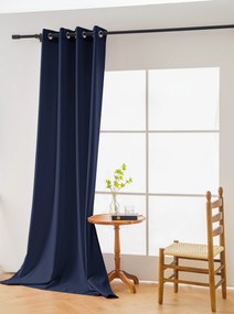 Granatowa zasłona OXFORD 140x250 cm Zawieszanie: Taśma z wiązaniami