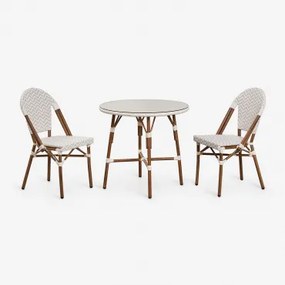 Zestaw Okrągłego Stołu Brielle Bistro O Średnicy 80 Cm Oraz Dwa Składane Krzesła Ogrodowe Z Aluminium - Sklum