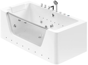 Przeszklona wanna z hydromasażem DYONA - 1-osobowa - 260 l - 170*85*58cm - Kolor: biały