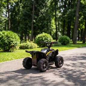 AIYAPLAY Dziecięcy quad elektryczny 6V z akumulatorem litowym, funkcja jazdy do przodu, sterowanie przyciskiem na kierownicy, 1,5–2 lata, czarny | Aosom PL