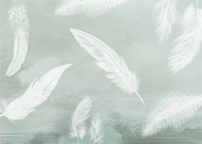 Obraz na szkle - Białe pióra (70x50 cm)