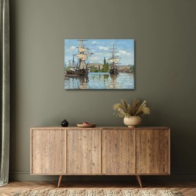 Obraz - Claude Monet, Ships Riding on the Seine at Rouen, reprodukcje (70x50 cm)