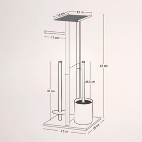 Stojak na papier toaletowy i szczotkę do WC z półką na telefon HYLLA,  65 cm