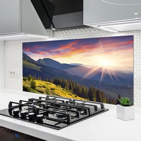 Szkło Dekoracyjne do Kuchni Panorama Gór O Poranku