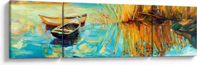 Obraz - Jezioro z łodziami (170x50 cm)