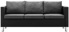 Atrakcyjna 3-osobowa sofa Karlo 3Q - czarno-jasnoszara