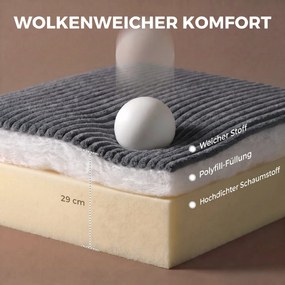 HOMCOM 2-w-1 fotel podłogowy ze sztruksem, składane siedzisko podłogowe do czytania, grania i medytacji, sofa do spania do sypialni | Aosom PL