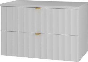 Biały Zestaw Łazienkowy 80cm Szafka z Blatem Ryflowane Fronty Arcos