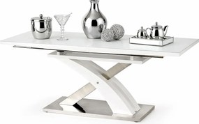 Rozkładany Stół Biały Ze Szklanym Blatem 80X28X86 B1-S82