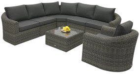 Rattanowy zestaw modułowy BORNEO LUXURY dla 6 osób (szary)