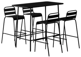 Zestaw mebli jadalnianych ogrodowych wysokich z metalu: stół o dł. 120 cm i 4 krzesła - Czarny - MIRMANDE marki MYLIA
