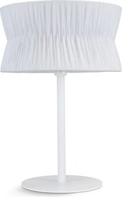 Lampa sto?owa CORA w stylu klasycznym - Wysoko?? 54 cm - E27 40W - plisowany aba?ur wst?gowy ø38,5 cm - kabel 2 m - w??czanie i wy??czanie - stal i biel - IP20