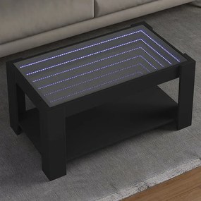 Czarny stół kawowy LED z drewna inżynieryjnego 93x53x45 cm dla spersonalizowanego nastroju