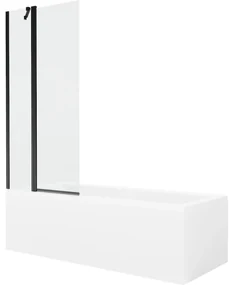 Mexen Cubik wanna prostokątna 170 x 70 cm z obudową i parawanem 1-skrzydłowym 80 cm, transparent, czarny - 550317070X9408117000