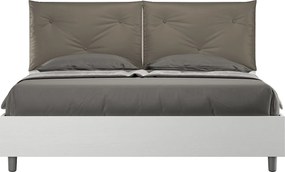 Łóżko wyposażone w stelaż z listwami 160x200 Frassino biała poduszkami sztucznej skóry cappuccino Egos Appia