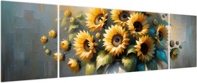 Obraz – Wazon ze słonecznikami (170x50 cm)