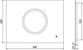 Mexen Koga lustro łazienkowe podświetlane 80 x 60 cm, LED 6000K, antypara - 9821-080-060-611-00