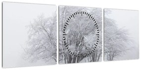 Obraz - Biała zima (z zegarem) (90x30 cm)