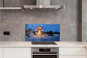 Szklany Panel Kolacja róże wino tulipany