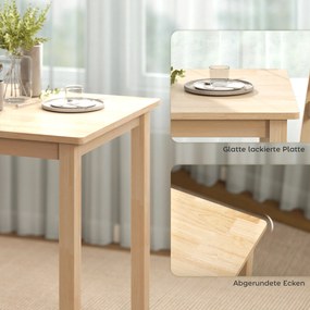 HOMCOM Zestaw 3-częściowy z stołem i 2 krzesłami, stół kuchenny do kompaktowych przestrzeni, tapicerowane krzesła, oszczędzające miejsce, MDF, naturalne drewno