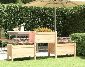 Drewniana potrójna donica ogrodowa - Nilli