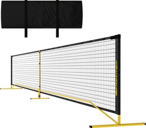 Przenośna sieć do pickleballa SPORTNOW, metalowy stelaż, siatka z tkaniny, z torbą transportową, Żółty
