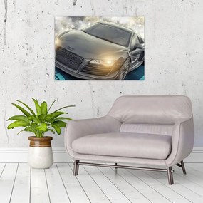 Obraz na szkle - samochód Audi - szary (70x50 cm)