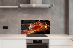 Szklany Panel Smok Zionący Żywym Ogniem