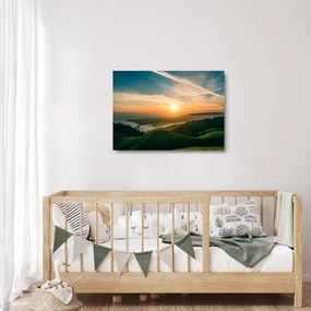 Obraz na szkle wschodu słońca nad morzem (70x50 cm)