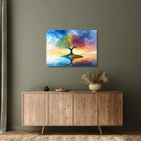 Obraz na szkle – Malowane drzewo czterech pór roku (70x50 cm)