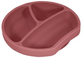 Ceglasty silikonowy talerz dla dzieci 19x20,5 cm Dusky Pink – Kindsgut
