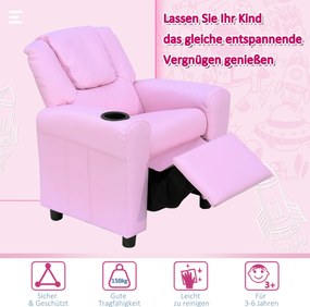 HOMCOM Fotel dziecięcy mini fotel sofa dla dzieci wiek 3-6 lat funkcja leżaka kolor różowy