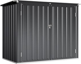 Outsunny Skrzynia na Kosze na Śmieci na 2 Pojemniki z Pokrywą, Zamknięciem i Ochroną, Ciemnoszary | Aosom PL