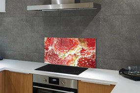 Szkło do Kuchni na Ścianę Truskawki w Kroplach Wody