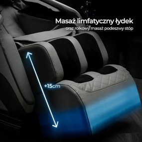 Fotel Masujący VX MAX Wypoczynkowy Relaksacyjny Szary Ekoskóra Loft
