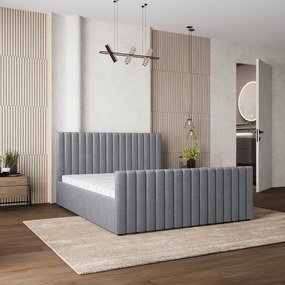 Masseno Łóżko Tapicerowane CANOVA z pojemnikiem na pościel 140x200 cm - Szary, KRONOS 15
