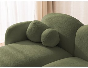 Zielony narożnik z materiału bouclé (lewostronny/z szezlongiem) Orbit – Ropez