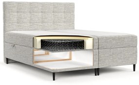 Jasnoszare łóżko boxspring ze schowkiem 200x200 cm Urbaneo – Maison de Rêve