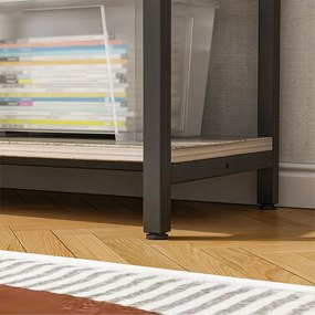 Regał w stylu industrialnym z 8 półkami – 132 x 74 x 35 cm | Czarny i brązowy | Nowoczesny design loftowy