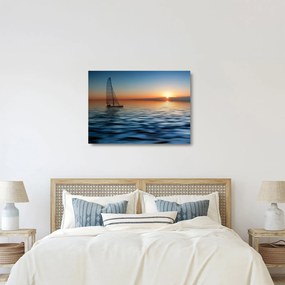 Obraz na szkle - Żaglówki na morzu (70x50 cm)