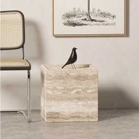 Stolik pomocniczy z trawertynu – beżowy – Crow