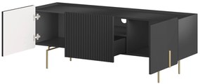 Szafka RTV Malmi 150 cm - czarny mat / złote nóżki