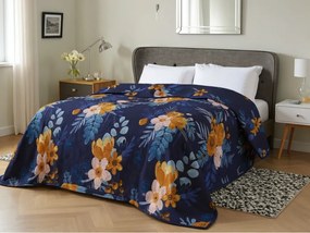 Narzuta na łóżko FLOWERISH HEXAGON, ciemnoniebieski Rozmiar: 170 x 210 cm