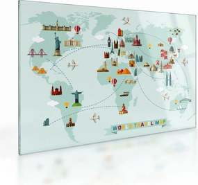 Obraz na szkle - Mapa z piktogramami zabytków (70x50 cm)