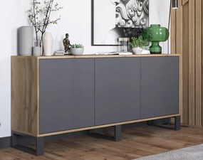 Szeroka komoda w stylu industrialnym Apollo 151 dąb wotan/grafit