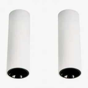 Pack 2 Okrągłych Sufitowych Opraw Led O Średnicy Ø7,2 Cm Z Aluminium Luisiana Biały - Czarny & Biała 3000k & 38º & 11 W - Sklum