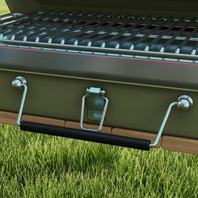 Outsunny Grill Stołowy z Rusztem Zielony 47x30x28cm | Aosom PL
