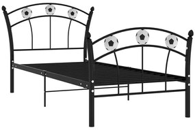 Czarne metalowe łóżko z motywem piłki 90x200 cm - Dizzel