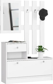 Zestaw mebli z szafką na buty AKORD Biała 90 cm 1 drzwi 1 szuflada kolor Biały mat 2 półki 90x25x170 cm