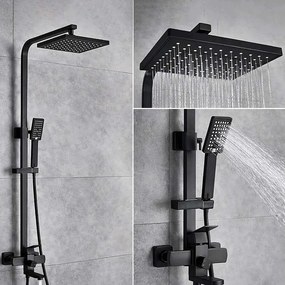 Nowoczesna Czarna Kolumna Prysznicowa Tipaza z Deszczownicą i Mieszaczem Mechanicznym